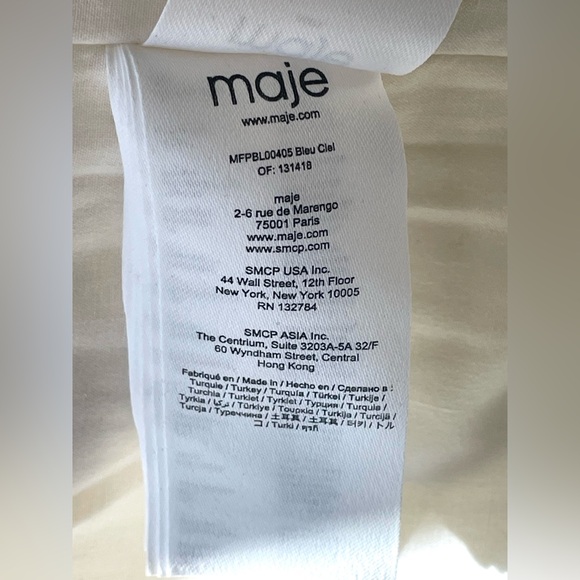 Maje NWOT Mixed Material Denim and Knit Jacket, sky blue/white, 36(XS) - Picture 14 of 14